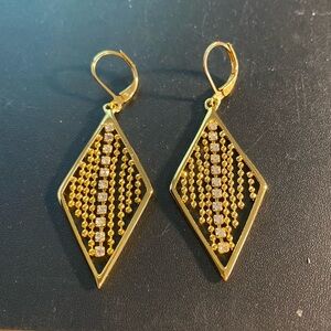 Joan Rivers Gold-tone Diamond Shaped Earrings with Rhinestones